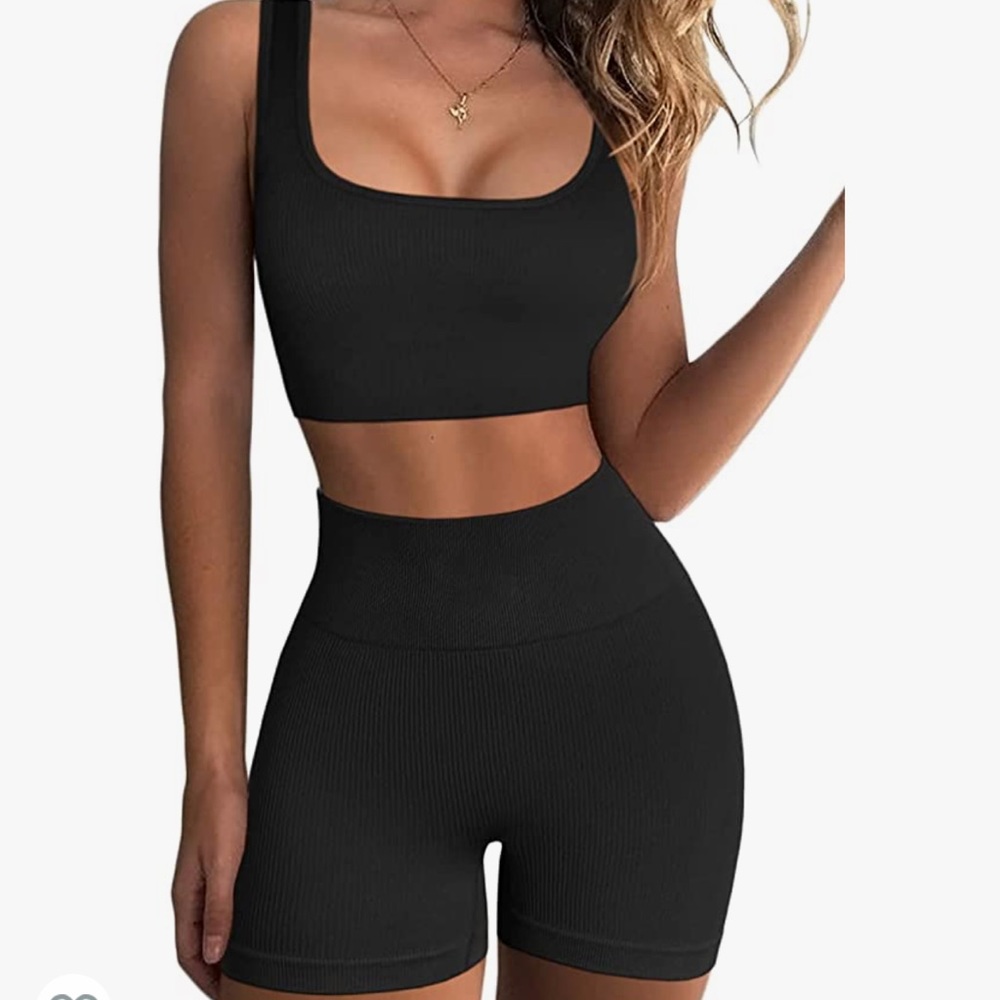 Black Tank Top and Biker Short Matching Set